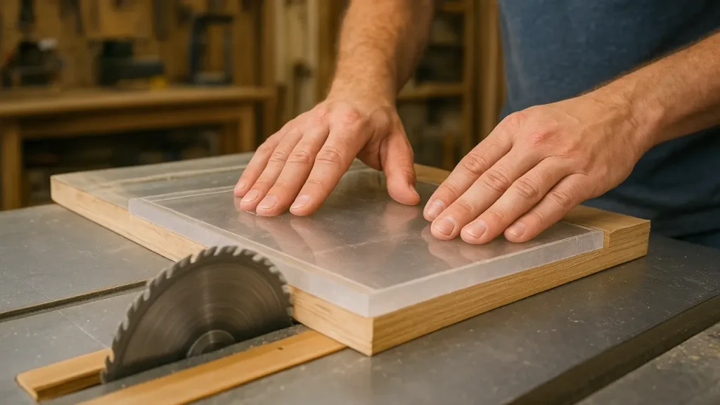 Cutting thick acrylic sheet with a table saw