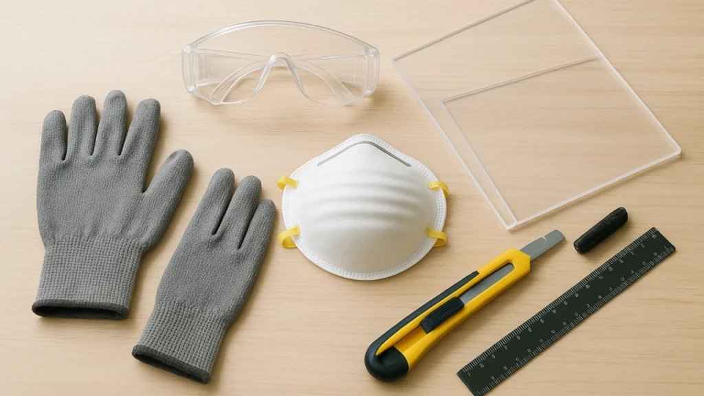 Safety gear for cutting acrylic sheets