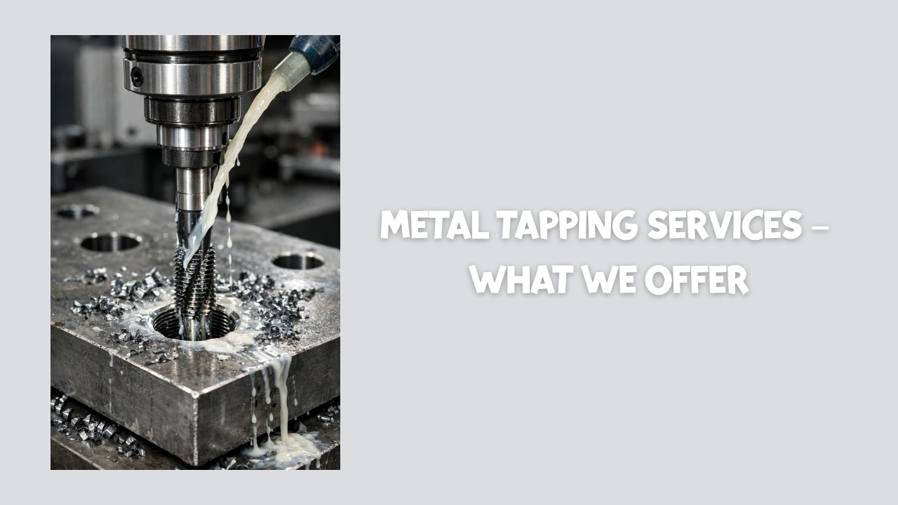 Metal tapping process using a CNC machine to create internal threads in a steel component
